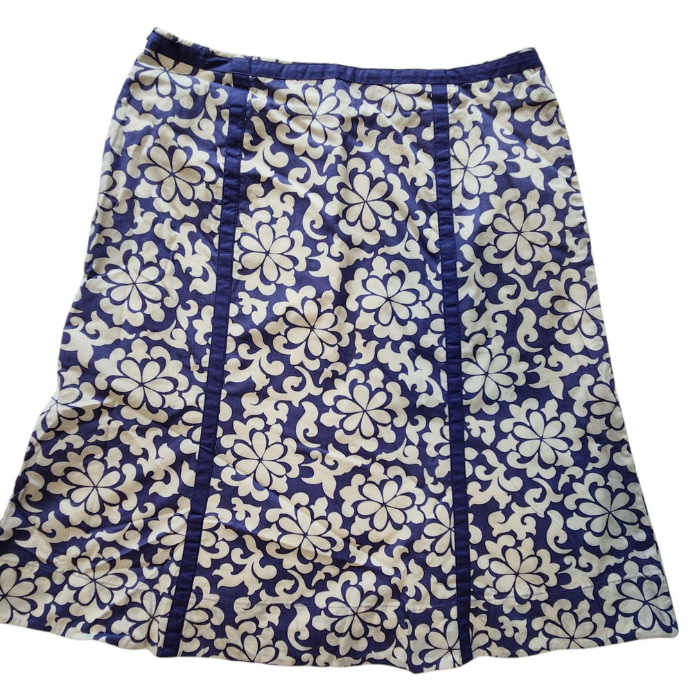 Boden Swishy Cotton Floral A-line Skirt Side Zip, Above Knee Length, sz 6,